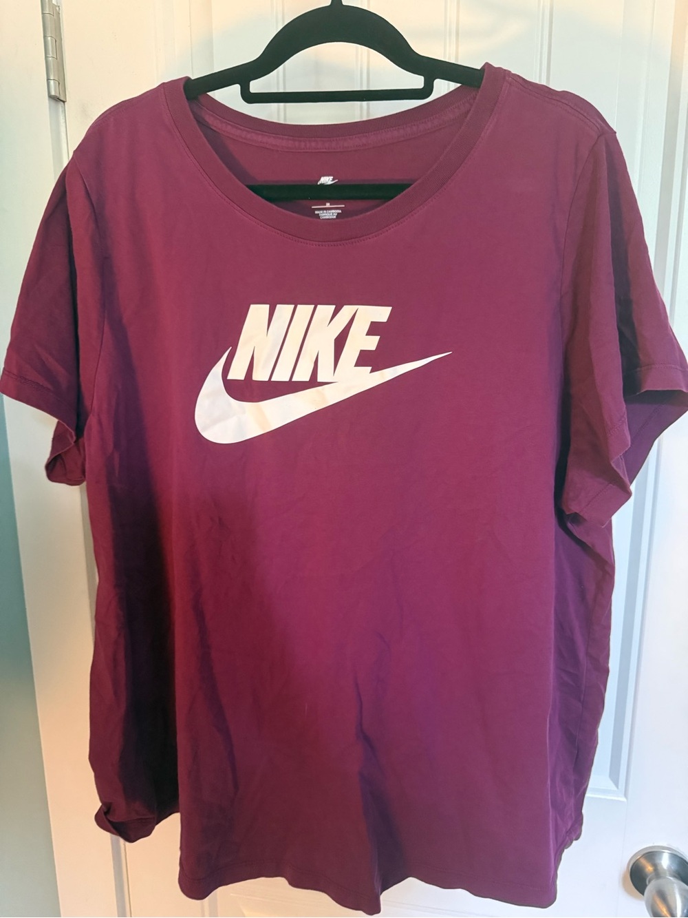 Nike Women's Plum Short Sleeve Tee with White Swoosh